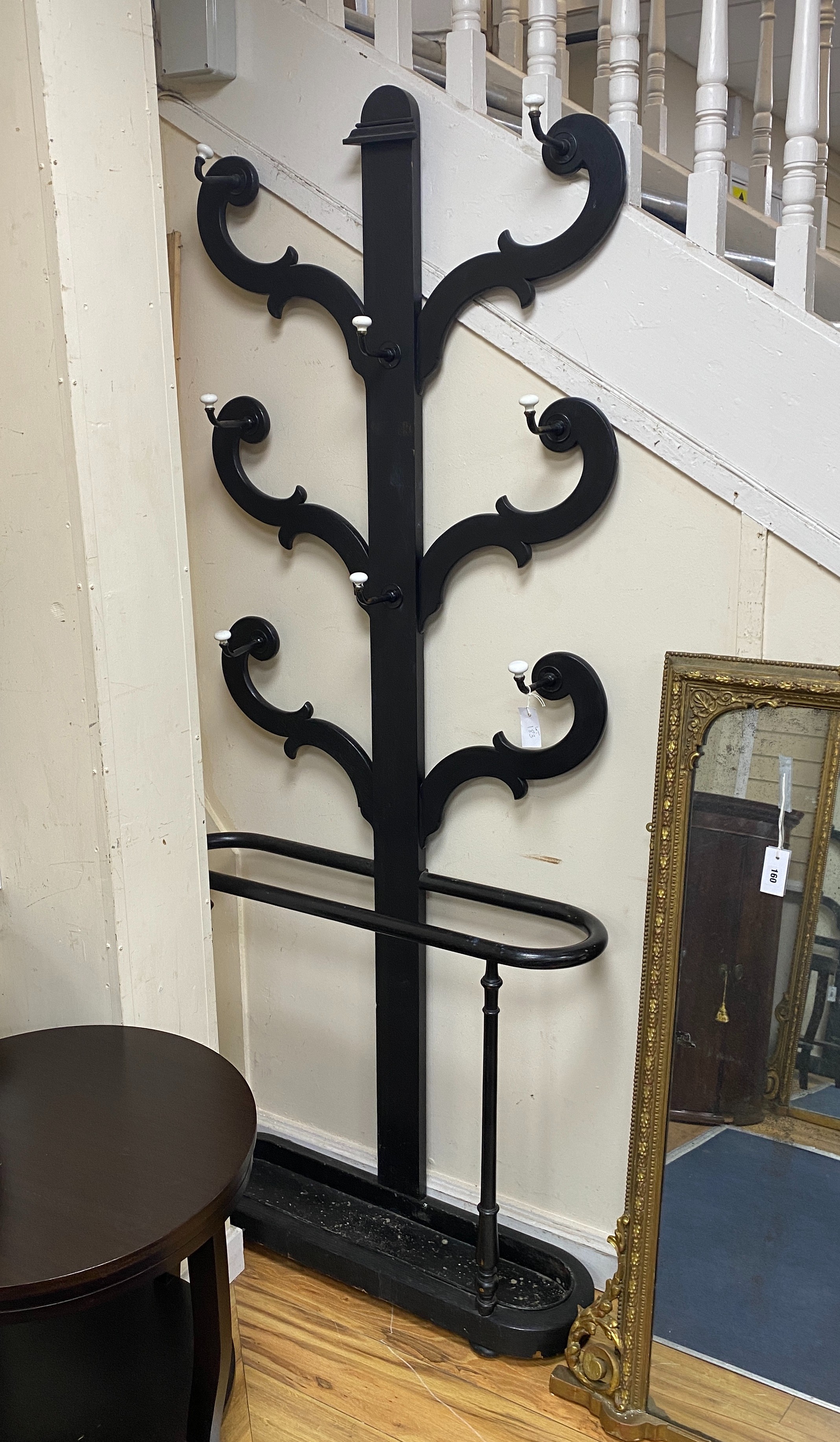 A Victorian and later painted oak hall stand